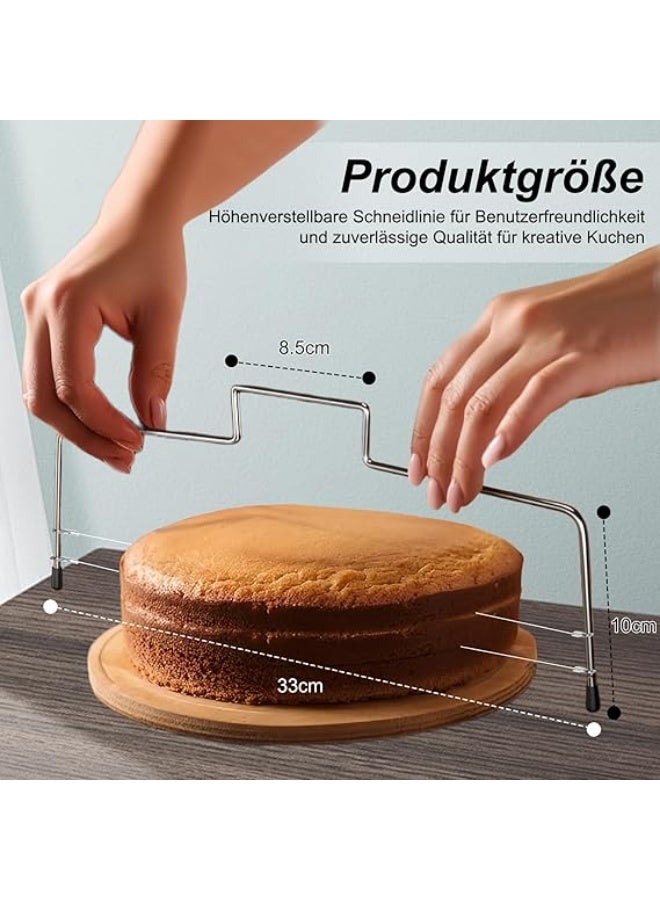 Cake Cutter, Professional Cake Base Cutter, Stainless Steel Cake Cutter, Height Adjustable, Double Layer Cutting Wire, for Even Cake Layers - Image 2